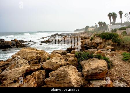 Costa orientale della Sicilia / Italia Foto Stock