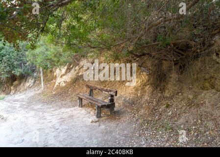 Incredibile paesaggio naturale nel canyon Avakas a Cipro. Nazionale parco selvatico con scogliere, montagne, rocce e alberi. Profonda valle naturale di scoperta Foto Stock