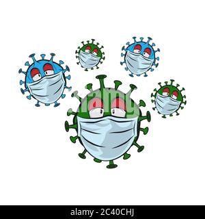 logo corona virus mostri personaggi, covid-19 mostri. virus focolaio logo. Logo del simbolo del virus corona. Illustrazione Vettoriale