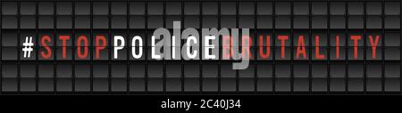 Stop polizia brutalità protesta Banner. Illustrazione vettoriale del concetto di design della scheda di visualizzazione con sportellino diviso AirPort Illustrazione Vettoriale