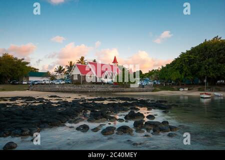 Famosa chiesa di Cap malheureux, Mauritius. capo Nord a Mauritius. Foto Stock