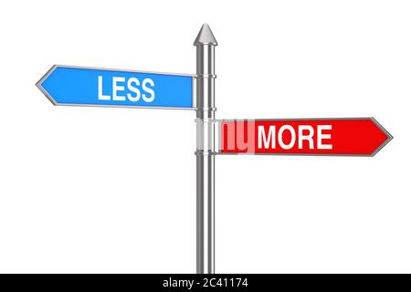 Sempre più frecce di direzione strada segno su uno sfondo bianco. Rendering 3d Foto Stock