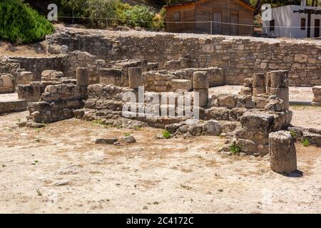 L'antica città di Kamiros si trova a nord-ovest dell'isola di Rodi. Grecia Foto Stock