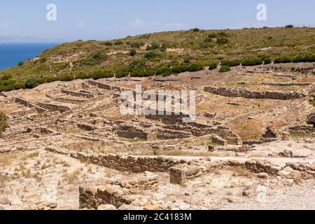 L'antica città di Kamiros si trova a nord-ovest dell'isola di Rodi. Grecia Foto Stock