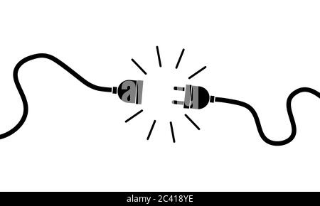 Spina elettrica, presa scollegata. 404 errore, perdita di connessione. Vettore su sfondo bianco isolato. EPS 10. Illustrazione Vettoriale