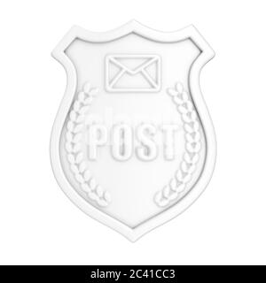 White Postman Hat cockade Accedi in stile Clay su sfondo bianco. Rendering 3d Foto Stock