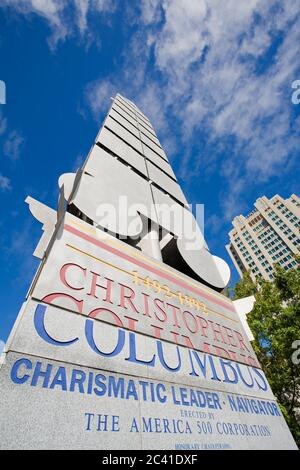 Christopher Columbus monumento, Penns Landing, Waterfront District, Philadelphia, Pennsylvania, STATI UNITI D'AMERICA Foto Stock