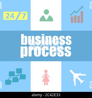 parola processo aziendale. Concetto di gestione . Modello interfaccia interfaccia interfaccia interfaccia utente dashboard infografica Foto Stock