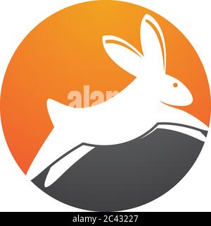 Modello di logo di coniglio icona vettoriale Illustrazione Vettoriale