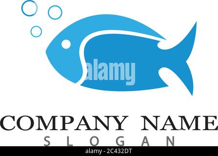 Disegno di icone vettoriali del modello di logo Fish Illustrazione Vettoriale