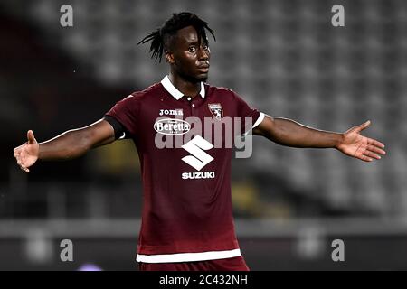 Torino, Italia - 23 giugno 2020: Soualiho Meite di Torino FC gesti durante la Serie UNA partita di calcio tra Torino FC e Udinese Calcio. Credit: Nicolò campo/Alamy Live News Foto Stock