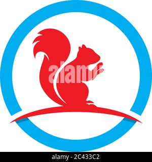Disegno grafico con icona vettoriale con il logo scoiattolo Illustrazione Vettoriale