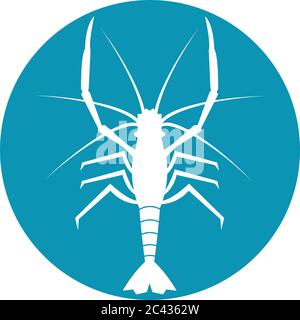 Modello di logo di gamberetti disegno di illustrazione di icone vettoriali Illustrazione Vettoriale