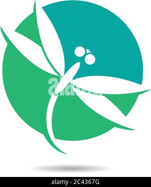 Disegno di illustrazione di icona vettoriale del modello di logo Dragonfly Illustrazione Vettoriale