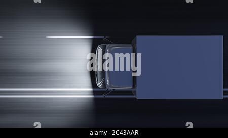 Consegna camion in Motion 3D rendering Foto Stock