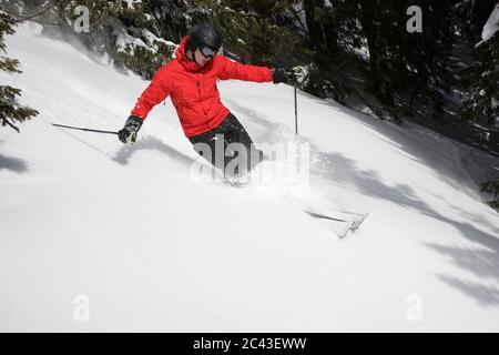 Sciatore fuori pista, Brauneck, Baviera, Germania Foto Stock