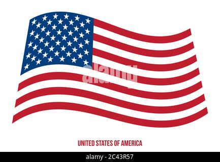 Stati Uniti d'America bandiera sventola illustrazione vettoriale su sfondo bianco. Bandiera degli Stati Uniti d'America. Illustrazione Vettoriale