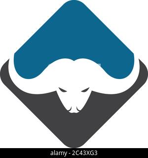 Modello di logo della testa di toro disegno di icone vettoriali Illustrazione Vettoriale