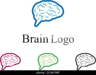 Disegno dell'illustrazione dell'icona vettoriale del modello del logo Brain Illustrazione Vettoriale