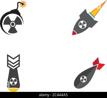 Illustrazione dell'icona del logo della bomba nucleare Illustrazione Vettoriale