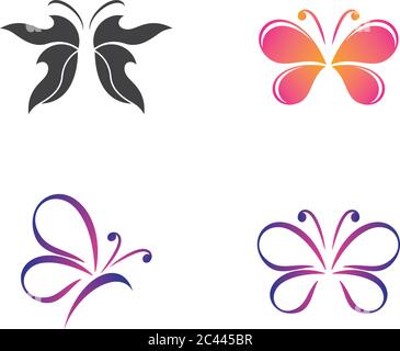 Disegno dell'illustrazione dell'icona vettoriale del modello del logo della farfalla Illustrazione Vettoriale