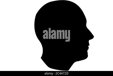 Icona della silhouette della testa umana in bianco e nero, rendering 3D Foto Stock