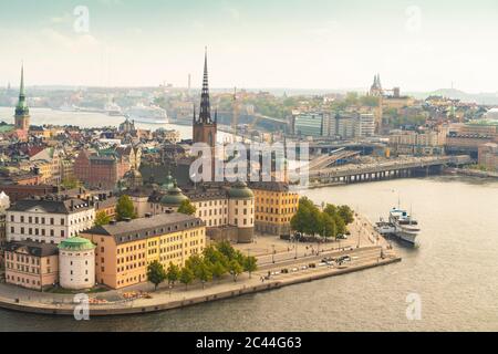 Svezia, Sodermanland, Stoccolma, veduta aerea dell'isolotto di Riddarholmen Foto Stock