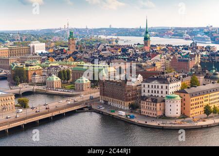 Svezia, Sodermanland, Stoccolma, veduta aerea dell'isolotto di Riddarholmen Foto Stock