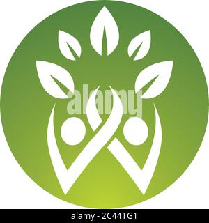 Loghi di foglia verde ecologia natura elemento icona vettore Illustrazione Vettoriale