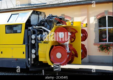 Spazzaneve della Ferrovia Bernina, Poschiavo, Svizzera Foto Stock