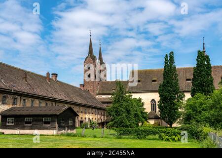 Schloss Corvey, UNESCO Welterbe in Höxter, Nordrhein-Westfalen, Deutschland, Europa | Abbazia principesca di Corvey, patrimonio mondiale dell'UNESCO a Hoexter, No Foto Stock