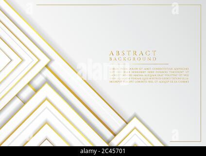 Bianco abstact quadrato sovrapposto strato oro metallizzato con spazio per il contenuto. Illustrazione vettoriale. Illustrazione Vettoriale
