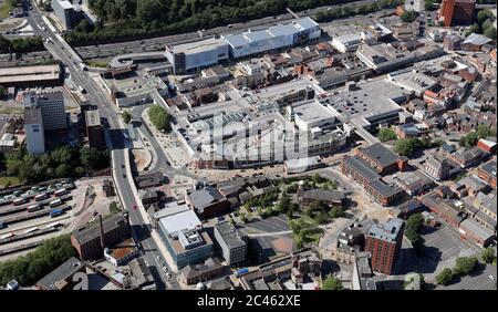 Vista aerea del Merseyway Shopping Centre a Stockport vicino a Manchester Foto Stock