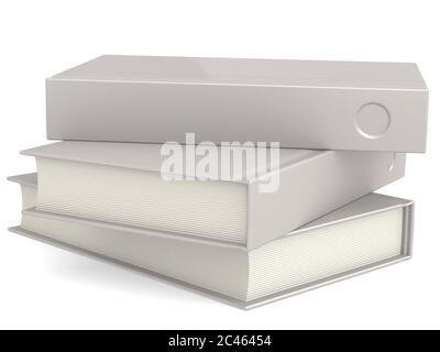 Tre isolati white hard cover libri, rendering 3D Foto Stock