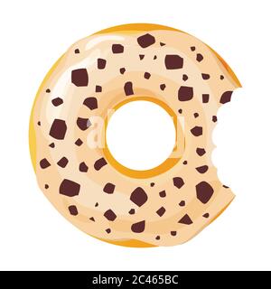 Ciambella biten colorata su sfondo bianco, immagine vettoriale piatta Illustrazione Vettoriale