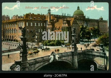 Europa, Deutschland, Berlin, Stadtschloss Berlin mit Kaiser Wilhelm Brücke , Postkarte, verschickt 26. 04. 1915, Herausgegeben' Brillant' N. 5. / Europa, Germania, Berlino, Castello di Berlino con Kaiser Wilhelm Bruecke ( Emperor William bridge ) , cartolina, inviata 26. 04. 1915, pubblicata la pubblicazione ' Brillant' N. 5. Foto Stock