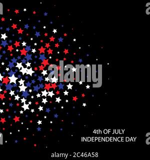 Nazionale American Stars background. USA 4 luglio modello Independence Day. Confine elettorale USA. Stelle americane che cadono blu, rosse, bianche. Foto Stock