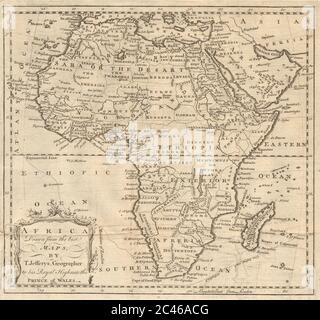 Africa tratto dalle migliori mappe di T. Jefferys. Regioni tribali 1748 vecchi Foto Stock