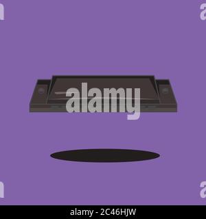 Illustrazione del vettore di armonica. Concetto di strumento musicale. Stile Cartoon piatto Illustrazione Vettoriale