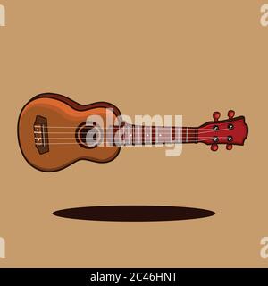 Illustrazione del vettore Ukulele. Concetto di strumento musicale. Stile Cartoon piatto Illustrazione Vettoriale