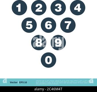 Numero nel pulsante icona cerchio modello logo vettoriale disegno dell'illustrazione. EPS vettoriale 10. Illustrazione Vettoriale