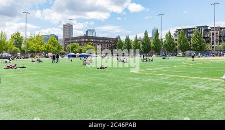 Seattle, WA, USA, 6/16/2020 Chaz/ Chop zone, campo da baseball nel Cal Anderson Park Foto Stock