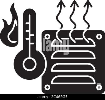 Icona glifo nero del riscaldatore elettrico Illustrazione Vettoriale