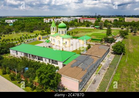 Chiesa di San Nicola in Izmail vista aerea. Foto Stock