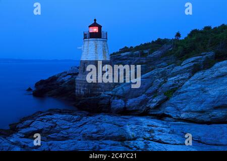 Castle Hill Lighthouse, Newport, Rhode Island, STATI UNITI D'AMERICA Foto Stock