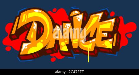 Testo astratto Dance Graffiti stile caratteri caratteri caratteri Vector Illustrazione Arte Illustrazione Vettoriale