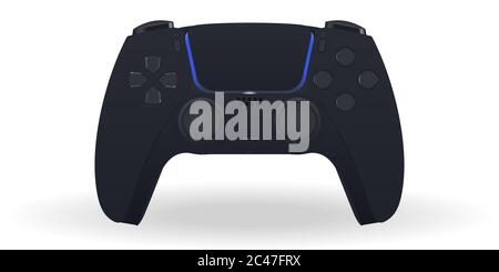 Illustrazione del controller vettoriale nero con dettagli elevati. Joystick o Gamepad isolati Illustrazione Vettoriale
