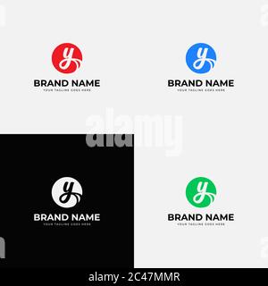 Spazio negativo creativo iniziale y lettera modello vettoriale di progettazione logo. Design professionale con icone di lettera minimale per identità aziendale o aziendale con Illustrazione Vettoriale