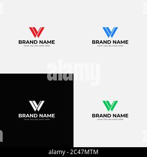 Fresco e pulito astratto linea moderna arte iniziale w lettera logo disegno modello vettoriale. Design professionale con icone per aziende o aziende Illustrazione Vettoriale