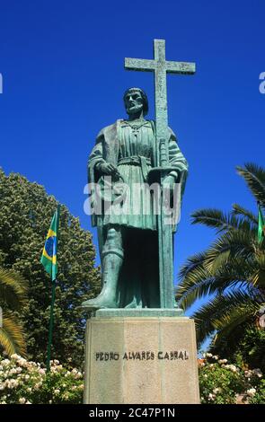 Belmonte, Portogallo. Statua di Pedro Alvares Cabral, nato a Belmonte. Leader della flotta portoghese che sbarcò in Brasile il 22 aprile 1500. Foto Stock